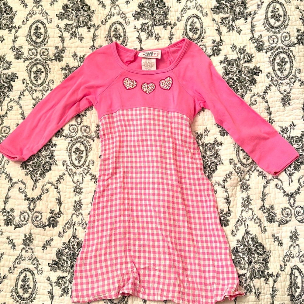 Girls Pink checked ZOEY Dress